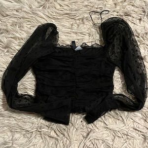 Black mesh cropped shirt